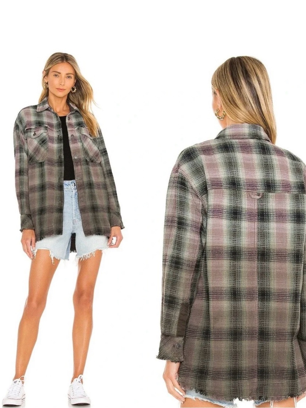 Free People | We The Free Anneli 100% cotton Plaid Shirt Jacket
